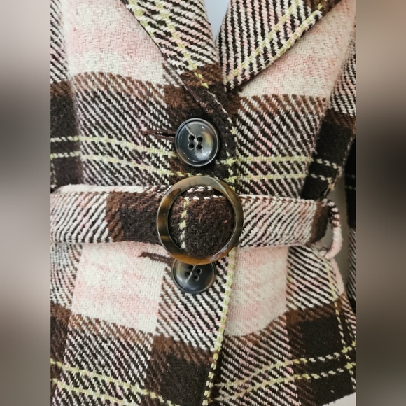 Cabi Plaid Belted Short Jacket Wool Blend Blazer 8 - Picture 6 of 16